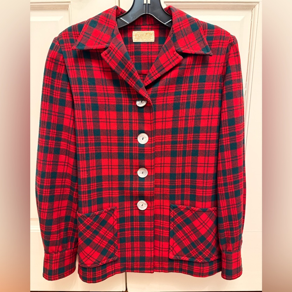 Pendleton Red and Green Plaid Wool Jacket